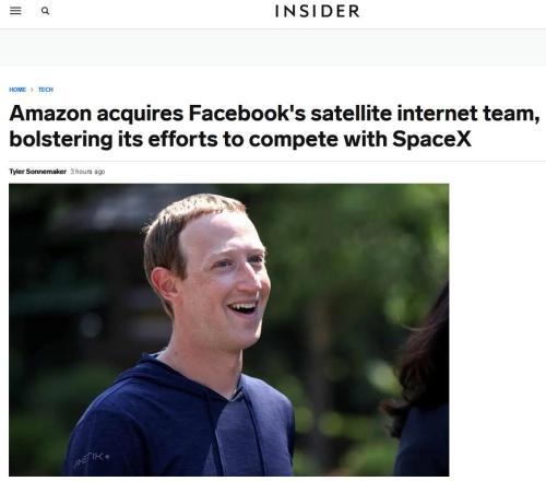 叫板星链亚马逊收购Facebook卫星互联网团队